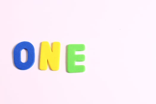 Number one lettering on white photo