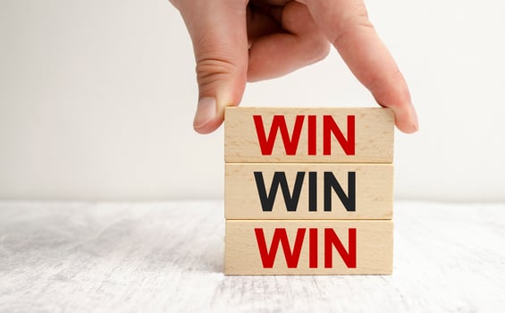 Win-win Situation Marketing and Strategy concept with wooden blocks photo