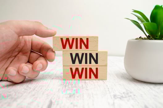 Win-win Situation Marketing and Strategy concept with wooden blocks photo