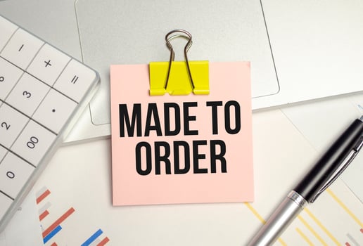 made to order word on pink sticker and pen photo