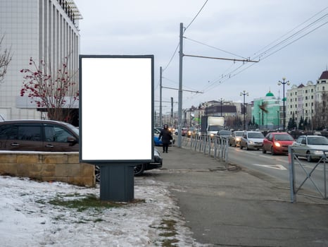 Blank advertising billboard. Advertising space on a busy street.  Mock-up. photo