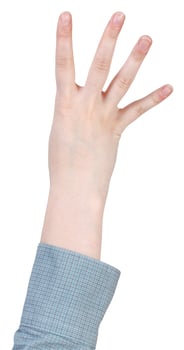 four account by fingers - hand gesture photo