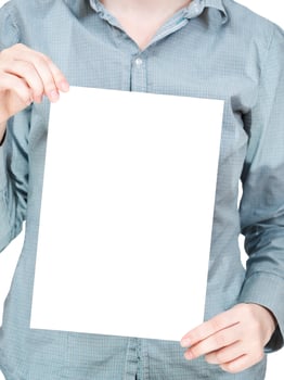 blank sheet of paper in female hands photo