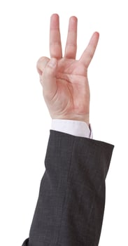 counting by three fingers - hand gesture photo