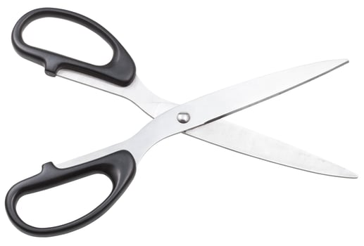 open scissors for paper with black handles photo