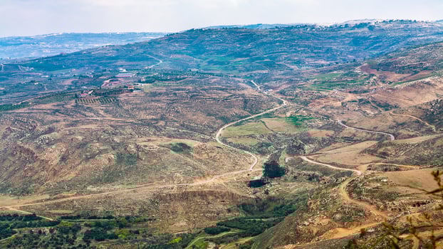 above view Promised Land from Mount Nebo in winter photo