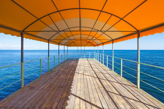 empty outdoor solarium over Black Sea photo
