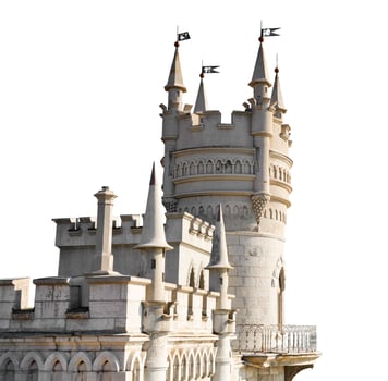 Swallow Nest castle in Crimea isolated on white photo