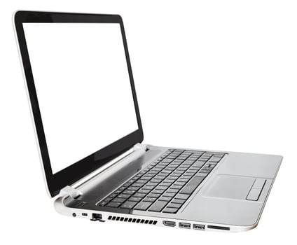 portable computer with cut out screen isolated photo