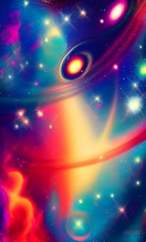 An abstract nebula in outer space and galaxies background of 3D render, suitable for a mobile screen, phone desktop, landing page, UI UX, and wallpaper. photo
