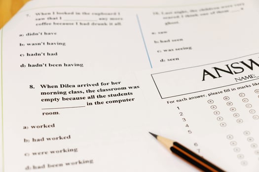 English grammar test sheet photo