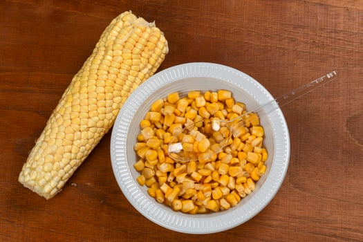 plate with corn cooked photo