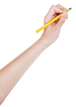 hand draws by blue pen isolated on white photo