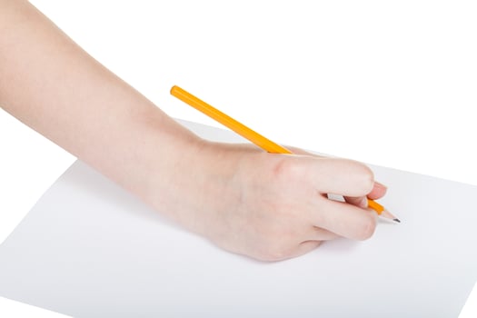 hand draws by wooden lead pencil on sheet of paper photo