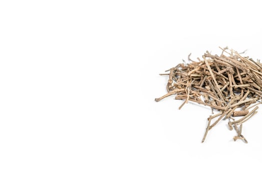 Organic dry barks of Indian Jalap or Nishodh or Operculina turpethum isolated on white background photo