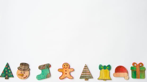 Christmas pattern with christmas trees, gift, snowman, sock, santa hat photo