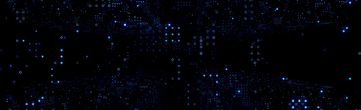 Abstract Blue lights glowing symbols Effect.Futuristic big data information.,3D model and illustration. photo