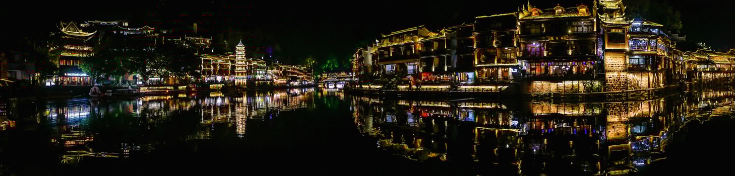 Scenery view in the night of fenghuang old town .phoenix ancient town or Fenghuang County is a county of Hunan Province, China photo