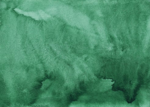 Watercolor dark sea green background texture. Aquarelle abstract emerald backdrop. Horizontal template. photo
