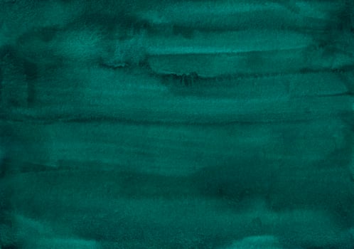Watercolor dark emerald background texture. Aquarelle abstract sea green backdrop. Horizontal template. photo
