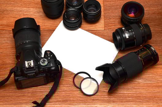 Still life with digital photocamera kit photo