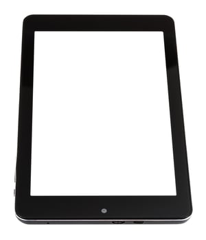 tablet pc with cut out screen isolated on white photo