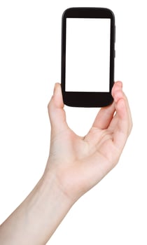hand hold digital communicator isolated photo