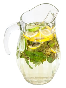 glass pitcher with natural lemonade drink photo