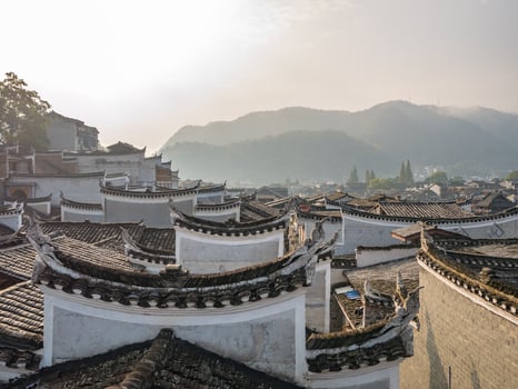 Roof of Chinese vintage House in fenghuang old town.phoenix ancient town or Fenghuang County is a county of Hunan Province, China photo