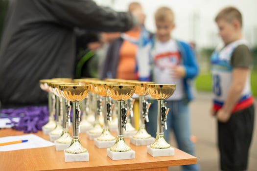 Gold Cups. Winning in sports. Award for winners. photo