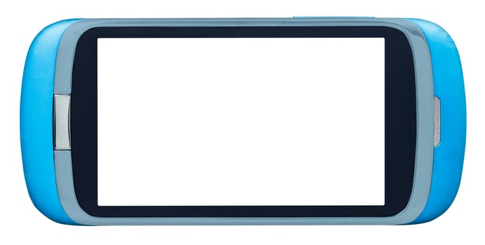 blue smart phone with cut out screen photo