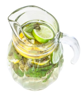 above view of glass pitcher with natural lemonade photo