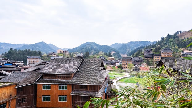 above view of cottages in Chengyang village photo