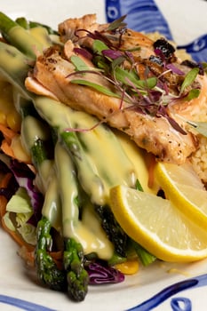 Salmon dish with bulgar wheat photo