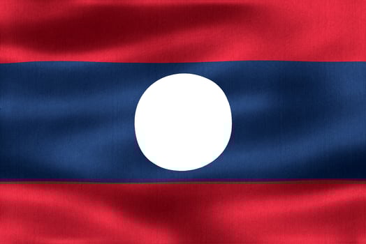 3D-Illustration of a Laos flag - realistic waving fabric flag photo