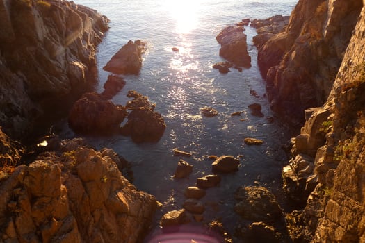 Catalan Costa Brava in the town of S'agaro, Mediterranean sea at dawn. photo