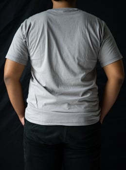 men wear plain T-shirts for mockups templates. blank t-shirt for back side design photo