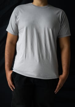 men wear plain T-shirts for mockups templates. blank t-shirt for front side design photo