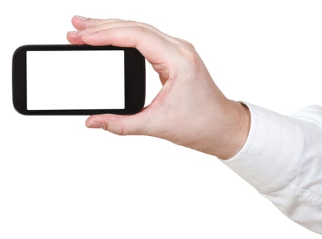 businessman hold digital communicator photo