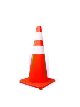 Traffic cone orange white pylon isolated on white background photo