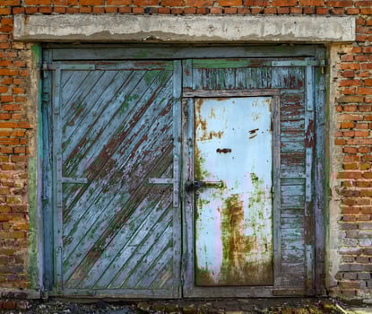Old garage gate closed photo