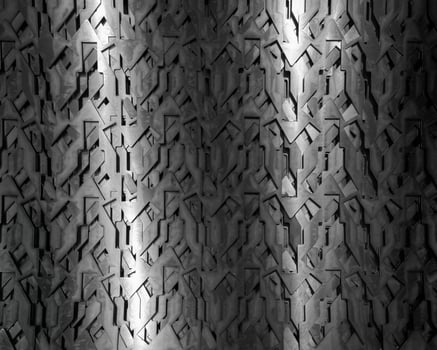 Light glow on grill pattern. Dark industrial abstract background. photo