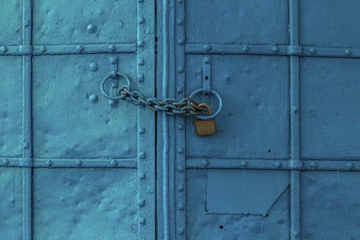fresh painted old riveted door photo