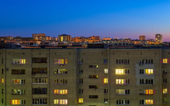 night russian city living house photo