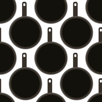 Seamless pattern with frying pans photo