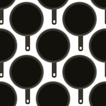 Seamless pattern with frying pans photo