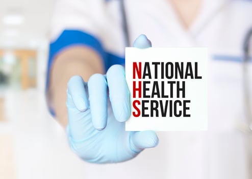 national health service words and doctor's hand with marker photo