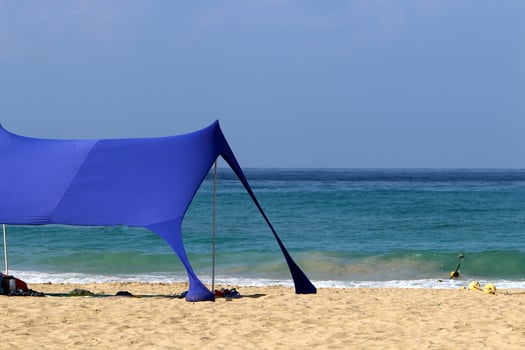 Sandy beach on the Mediterranean Sea in northern Israel. photo