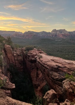 Nature landscape view of Devils Bridge in Sedona, Arizona at sunset photo