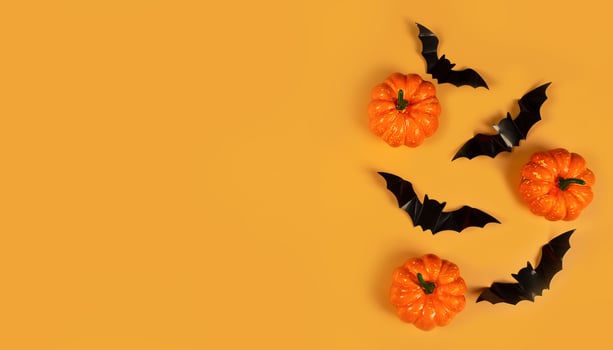 halloween on orange background. Special offer symbol. Celebration concept. photo